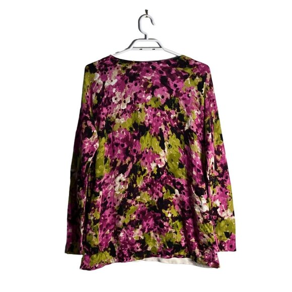 J. Jill Women's Purple Floral Round Neck Knit Top - Picture 7 of 7